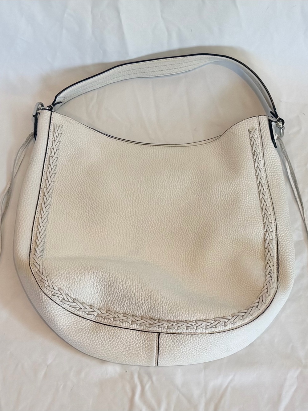 Rebecca Minkoff White Braided Leather Hobo Shoulder Bag